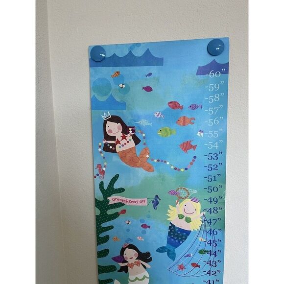 Oopsy Daisy Mermaid Canvas Growth Chart Wall Hanging - Picture 2 of 13